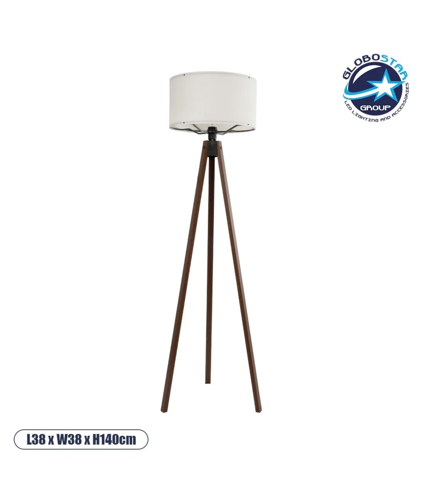 GLOBOSTAR® SAGA 204-0031 Μοντέρνο Επιδαπέδιο Φωτιστικό με Ντουί 1 x E27 AC 220-240V IP20 - Καφέ & Μπεζ - Μ38 x Π38 x Υ140cm